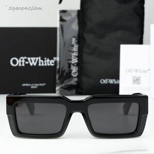 Off-White Men Sunglasses Black Grey Square OERI114 MOBERLY 1007 NEW AUTHENTIC